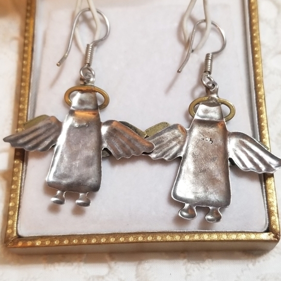 VINTAGE Long Sterling Angel Earrings - Picture 3 of 4